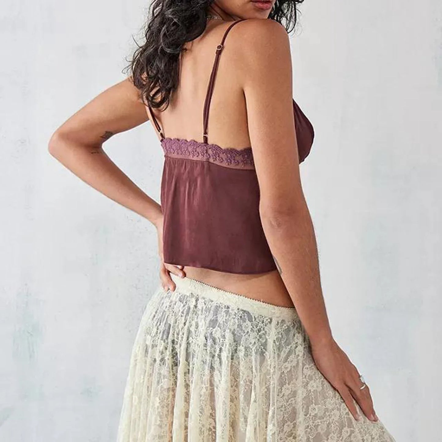 Ruched V-Neck Solid Crop Top