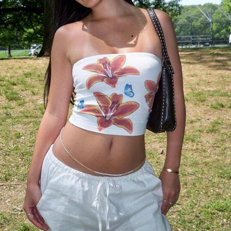 Wrap Chest Strapless Crop Top