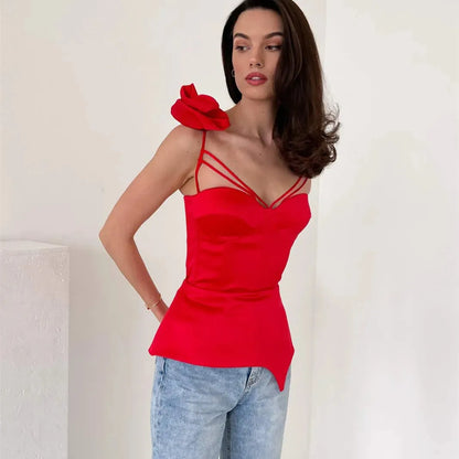 3D Floral Tassel Crop Top