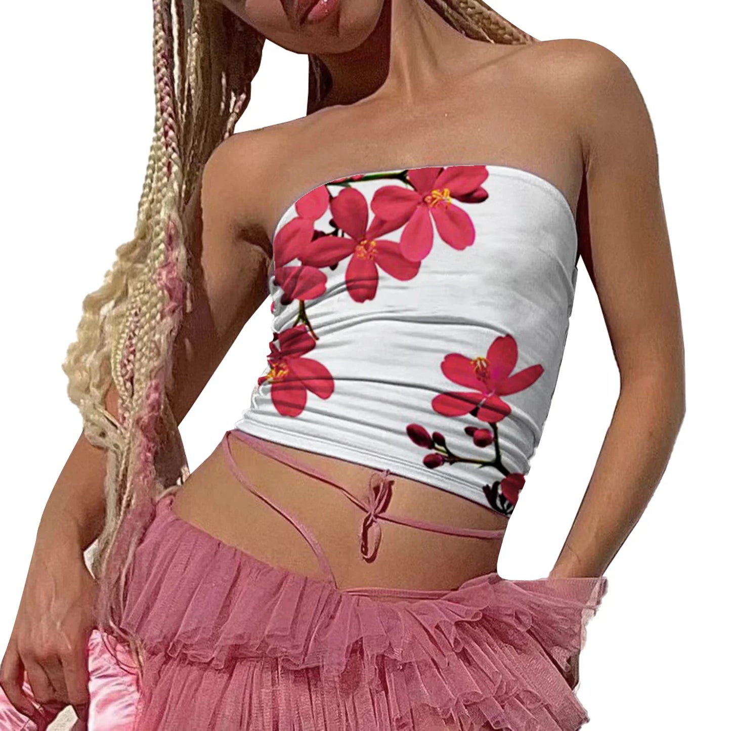 Vintage Strapless Slim Crop Top