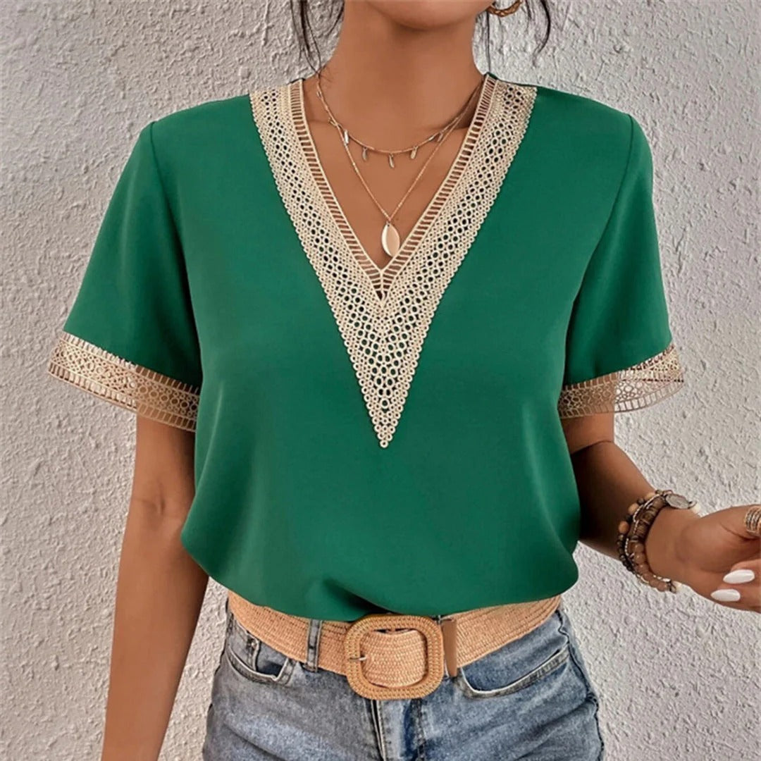 Marion® | Blouse With Split Lace And V-Neck