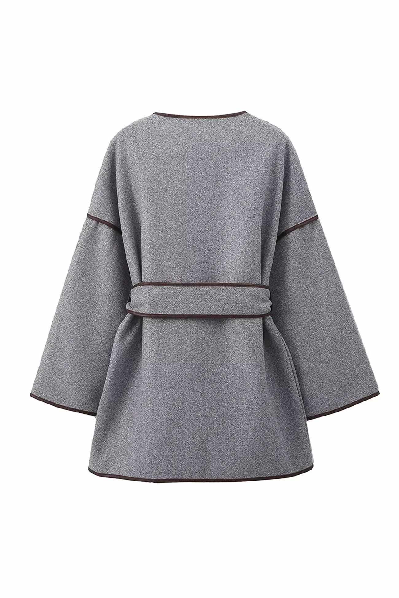 Birgit | Gray blanket coat with pocket belt