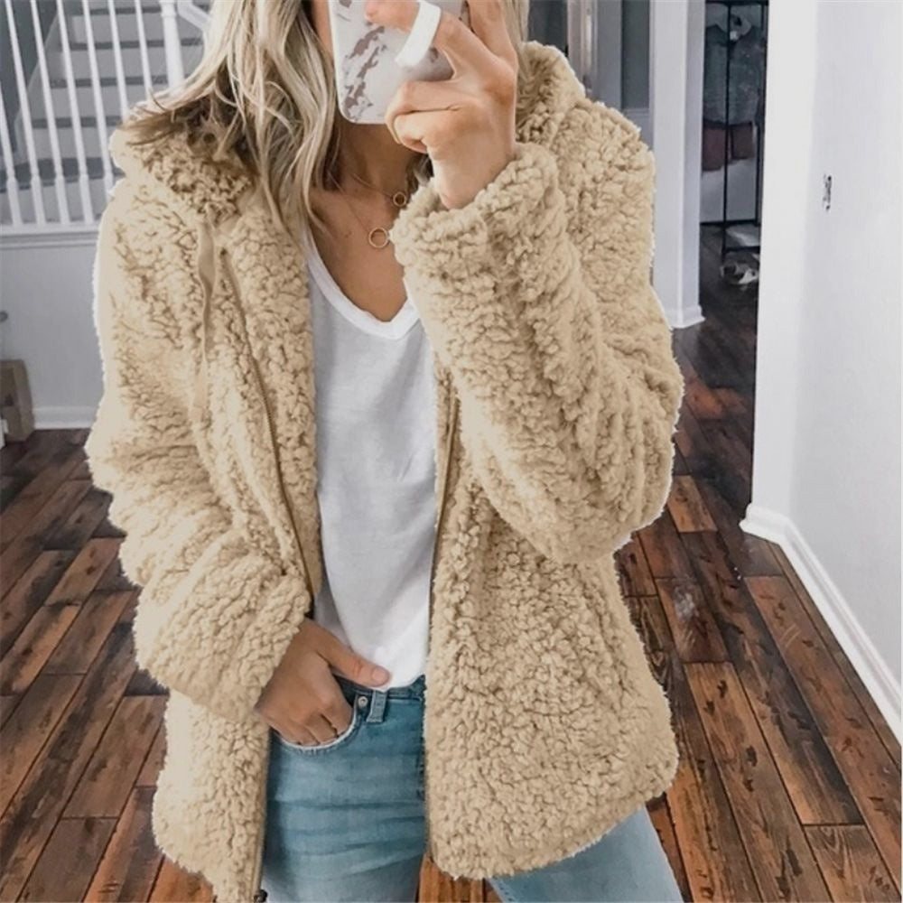 Ellen | Women's Hooded Open Front Teddy Jacket