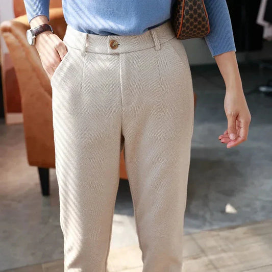 Emilia® | Formal Tweed Trousers High-Waisted Style