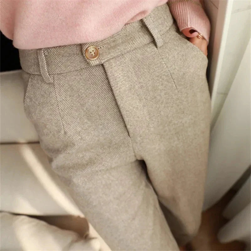 Emilia® | Formal Tweed Trousers High-Waisted Style