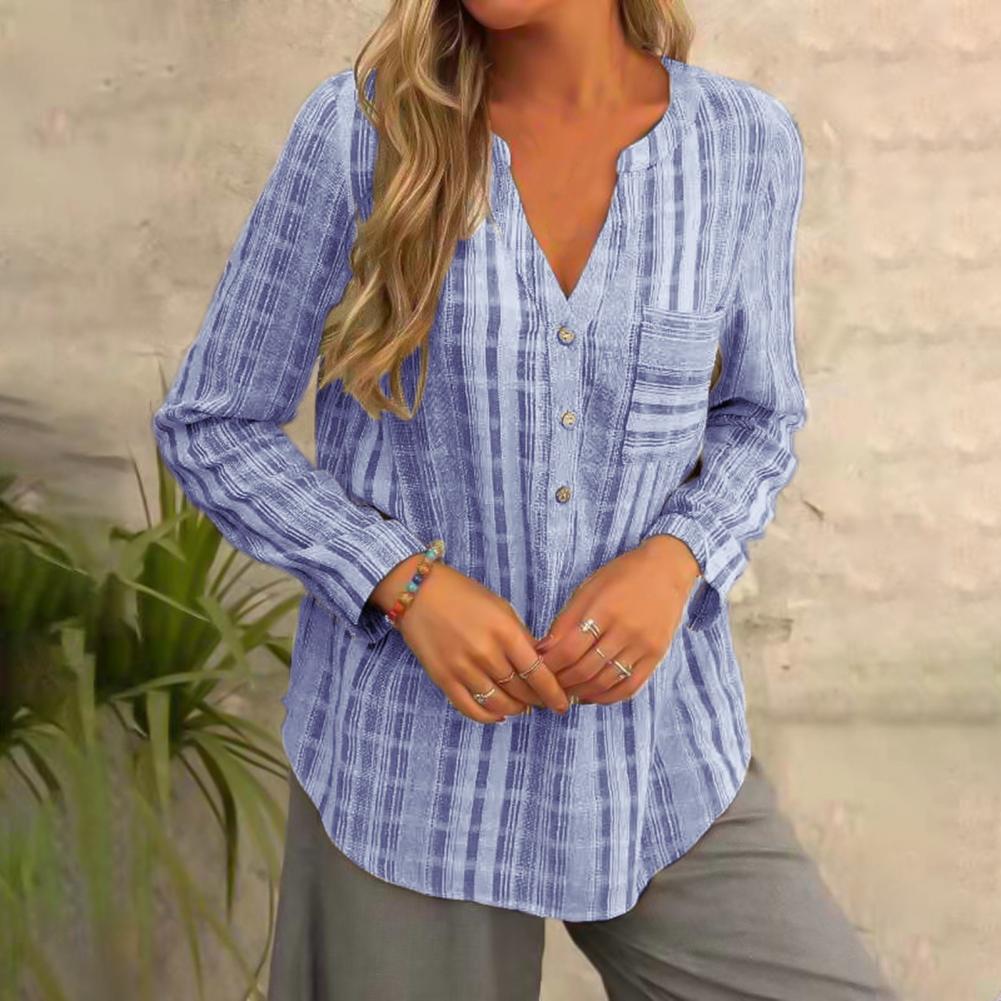 Talia® | Casual Loose Long Sleeve V Neck Blouse