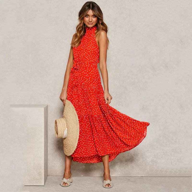 Soledad® | Lavish Dotted Halterneck Dress