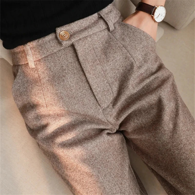Emilia® | Formal Tweed Trousers High-Waisted Style