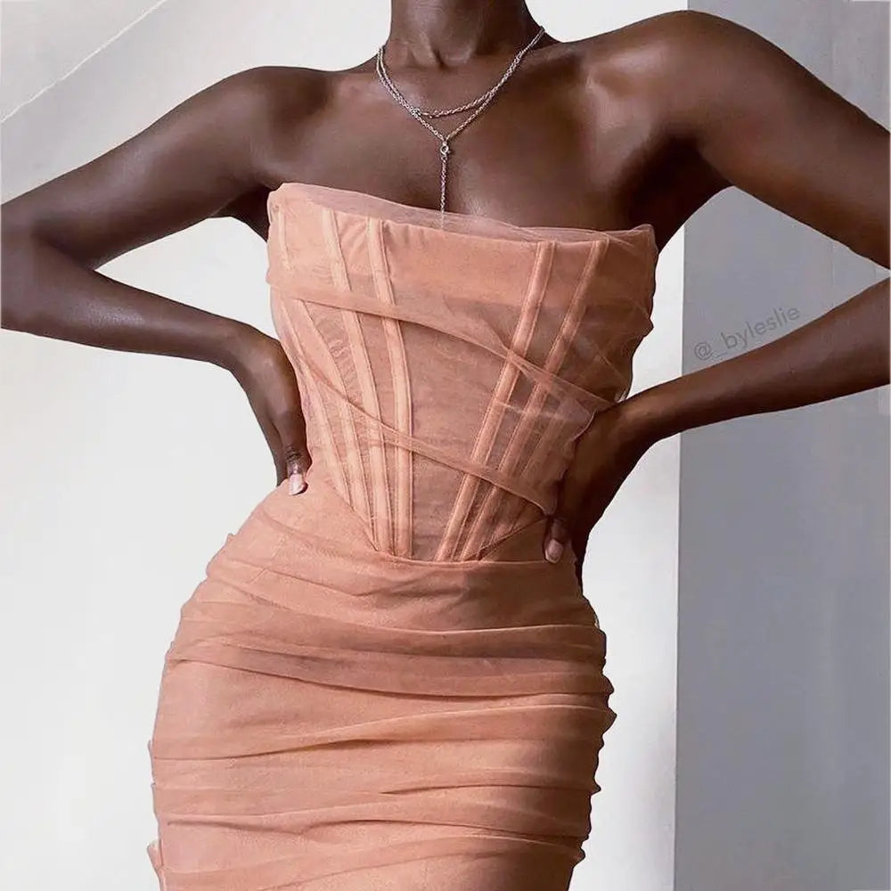 Irene® | Figure-Hugging Evening Dress With Corset Detail And Strapless Design