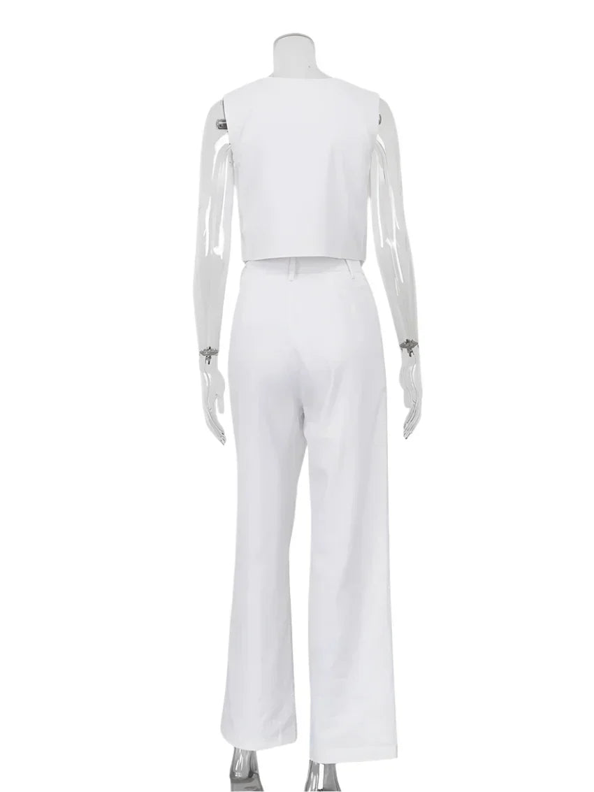 Fatima® | Elegant women's two-piece set business casual sleeveless with wide legs