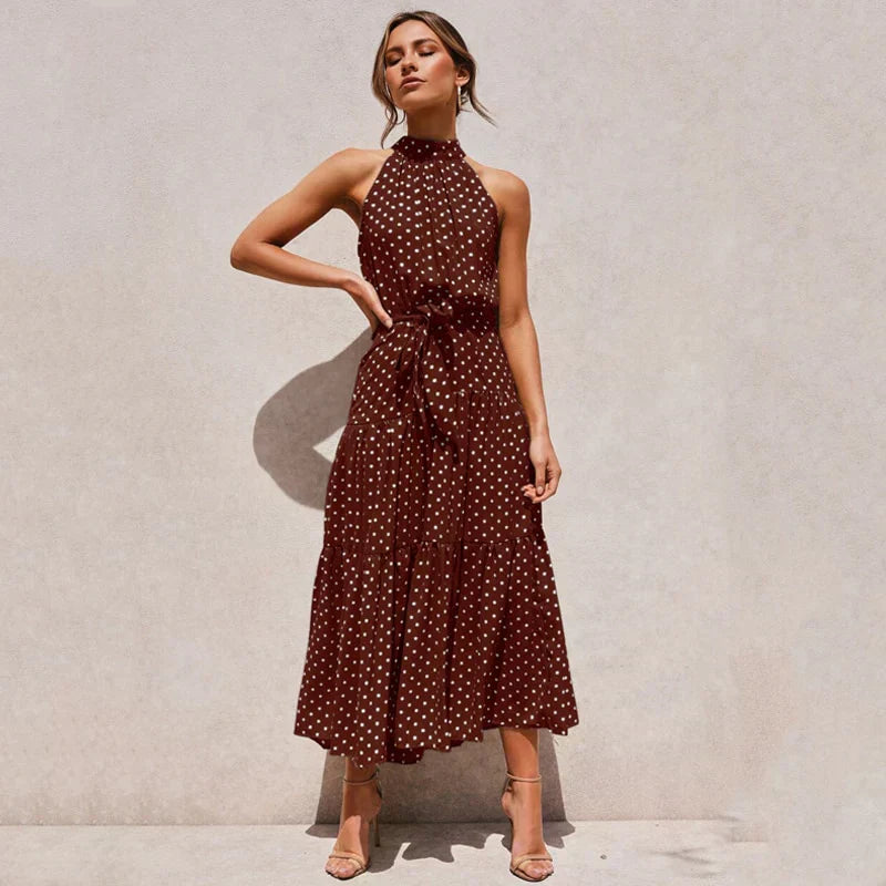 Soledad® | Lavish Dotted Halterneck Dress