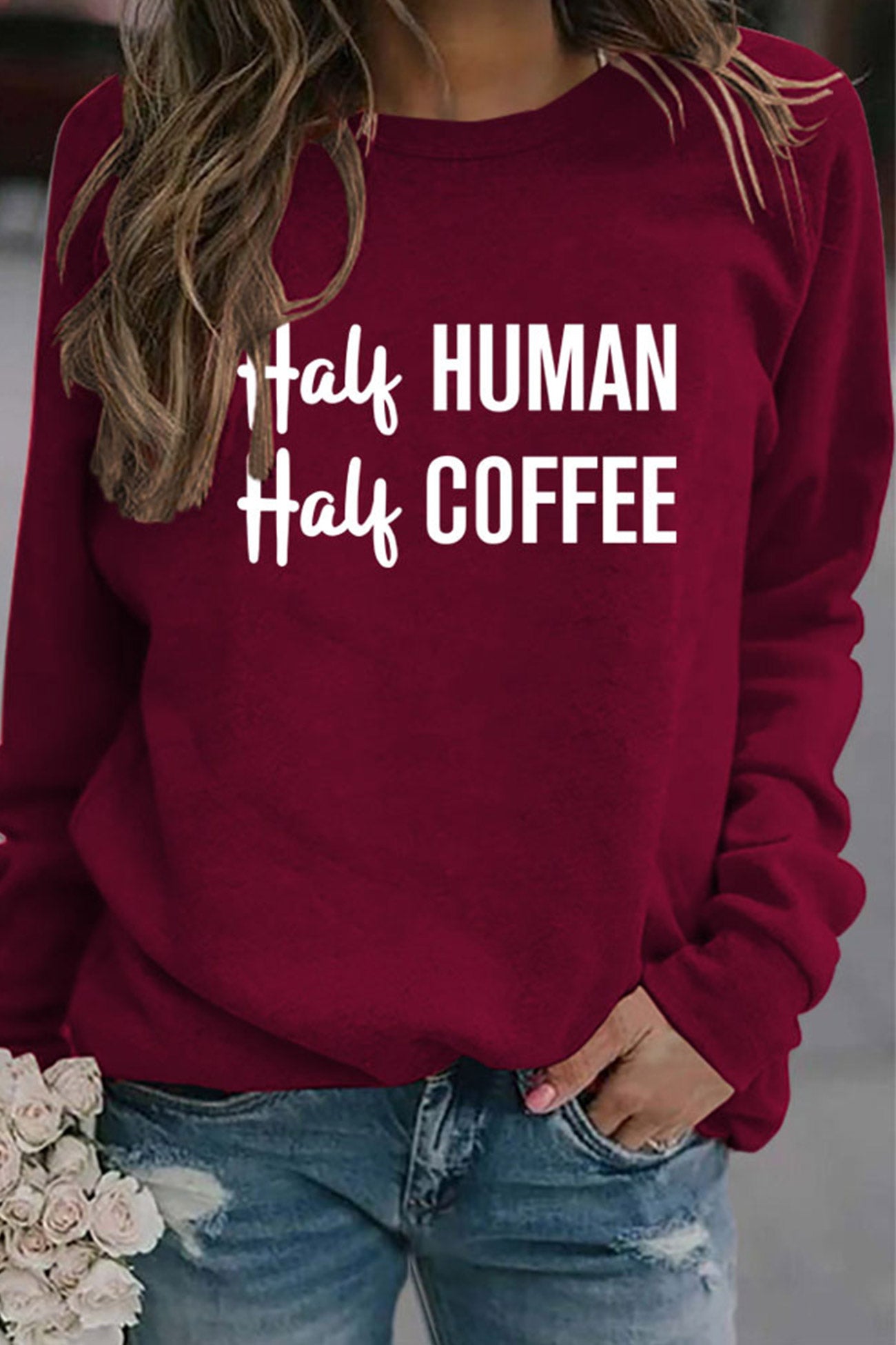 Verónica | Half coffee, half human printed sweatshirt