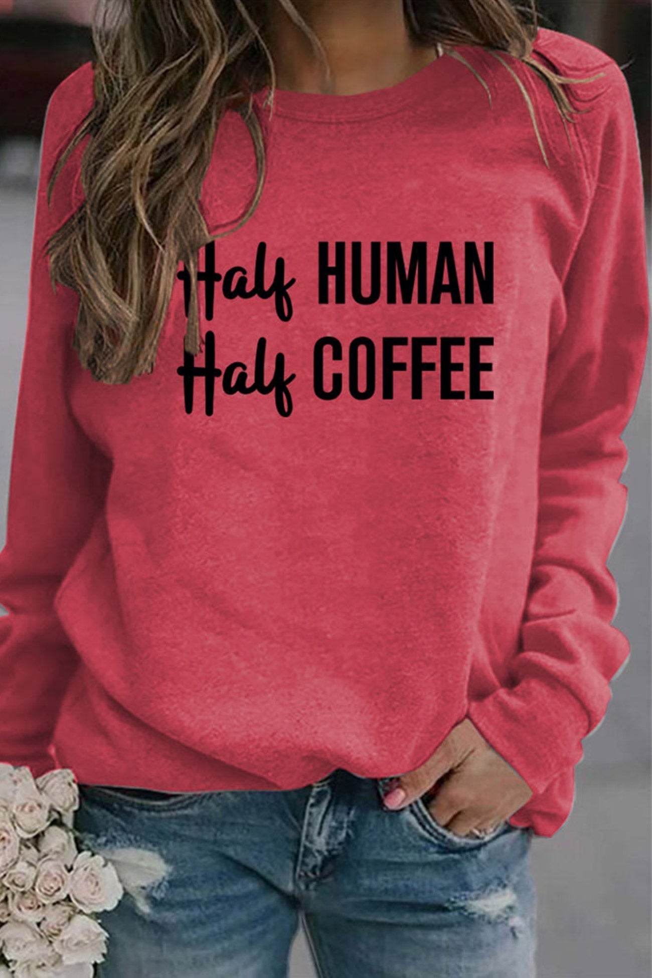 Verónica | Half coffee, half human printed sweatshirt