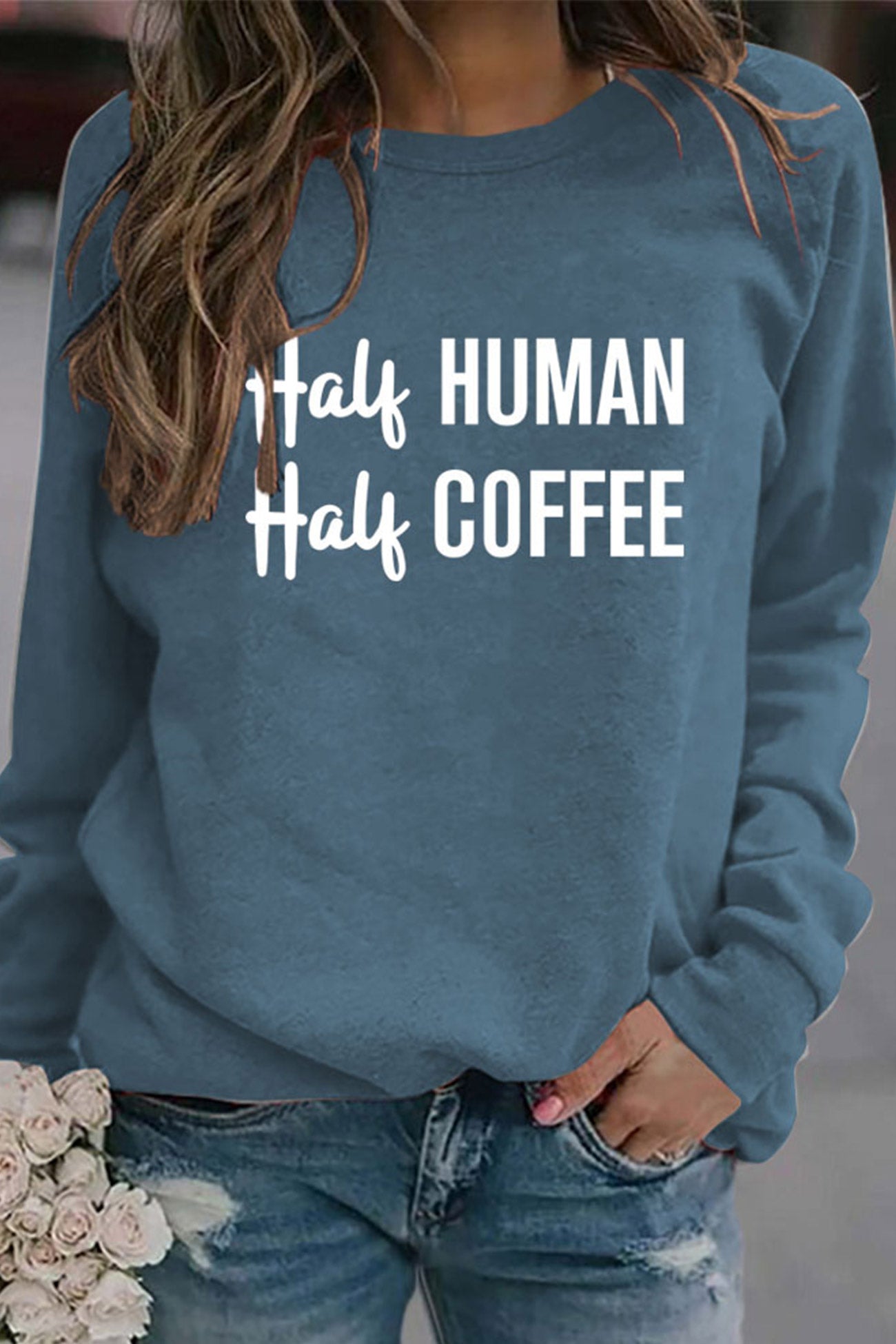 Verónica | Half coffee, half human printed sweatshirt