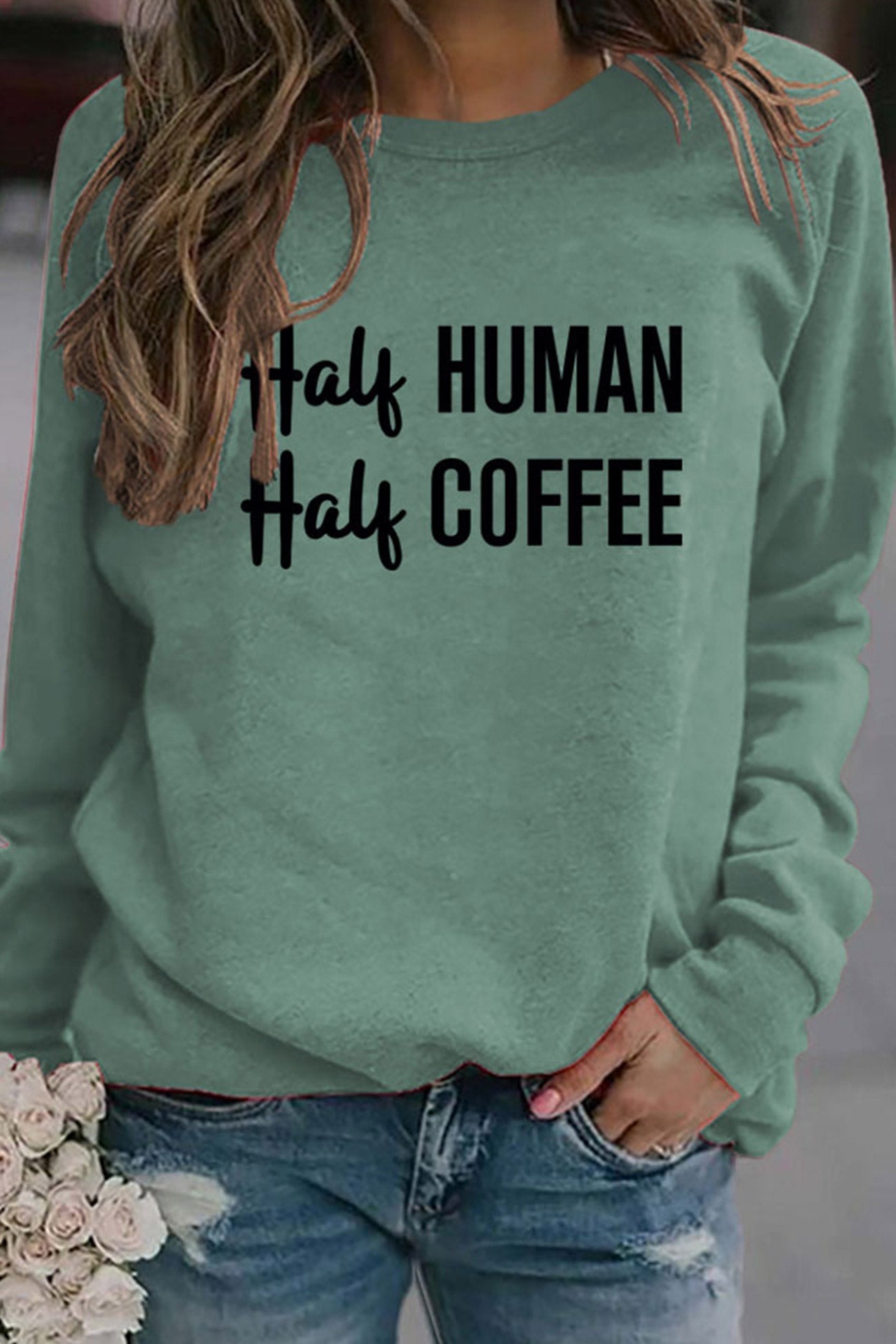 Verónica | Half coffee, half human printed sweatshirt