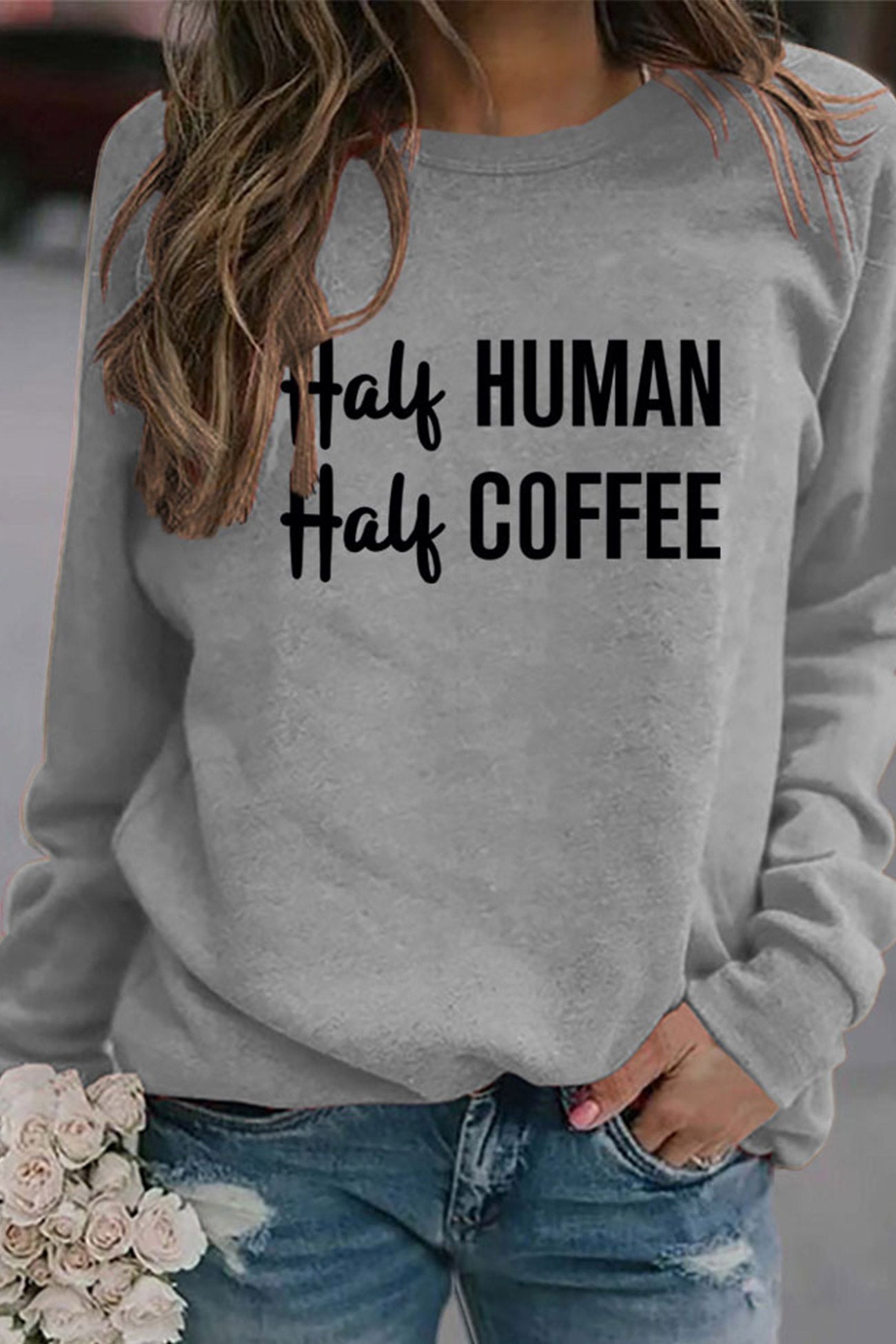 Verónica | Half coffee, half human printed sweatshirt