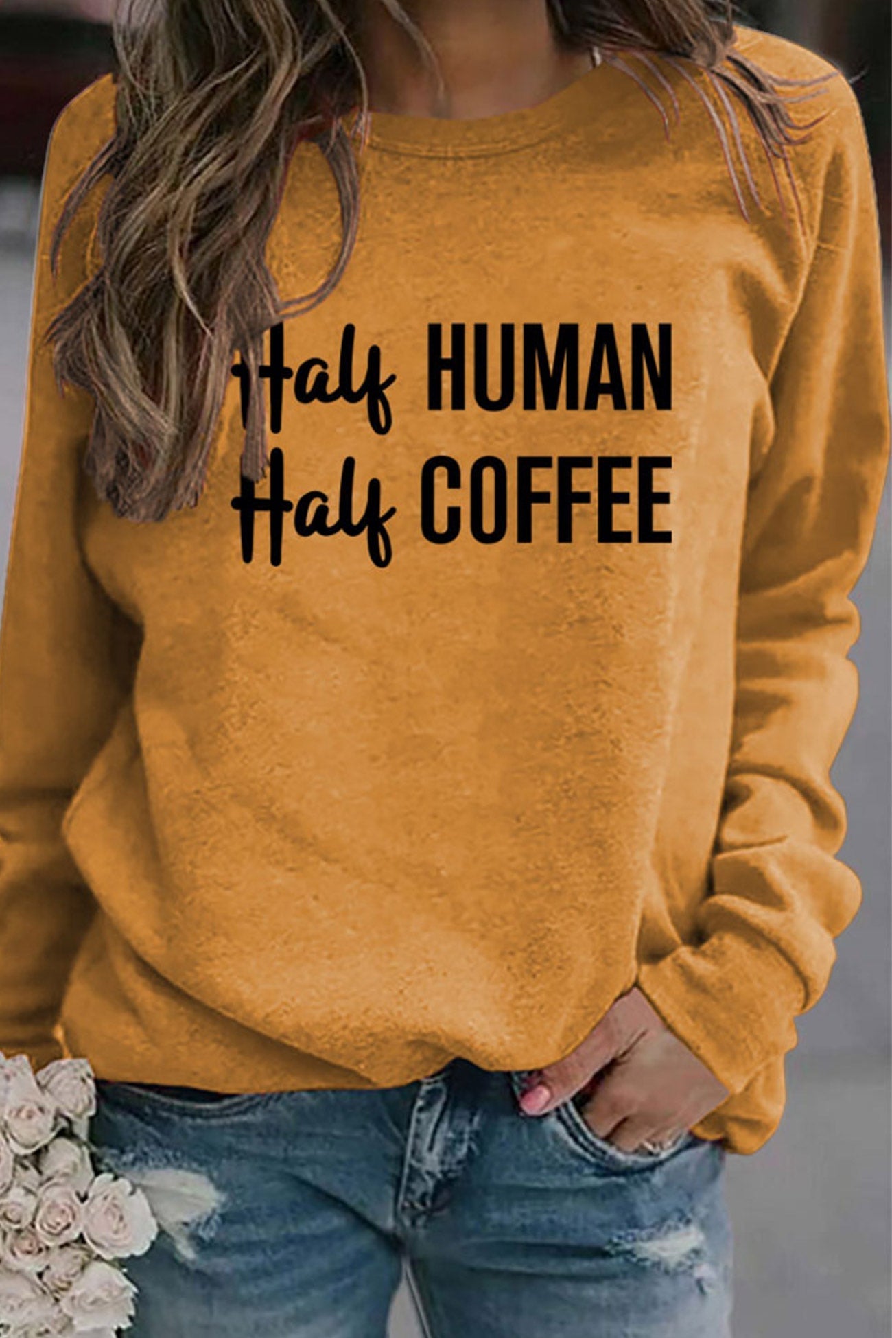 Verónica | Half coffee, half human printed sweatshirt