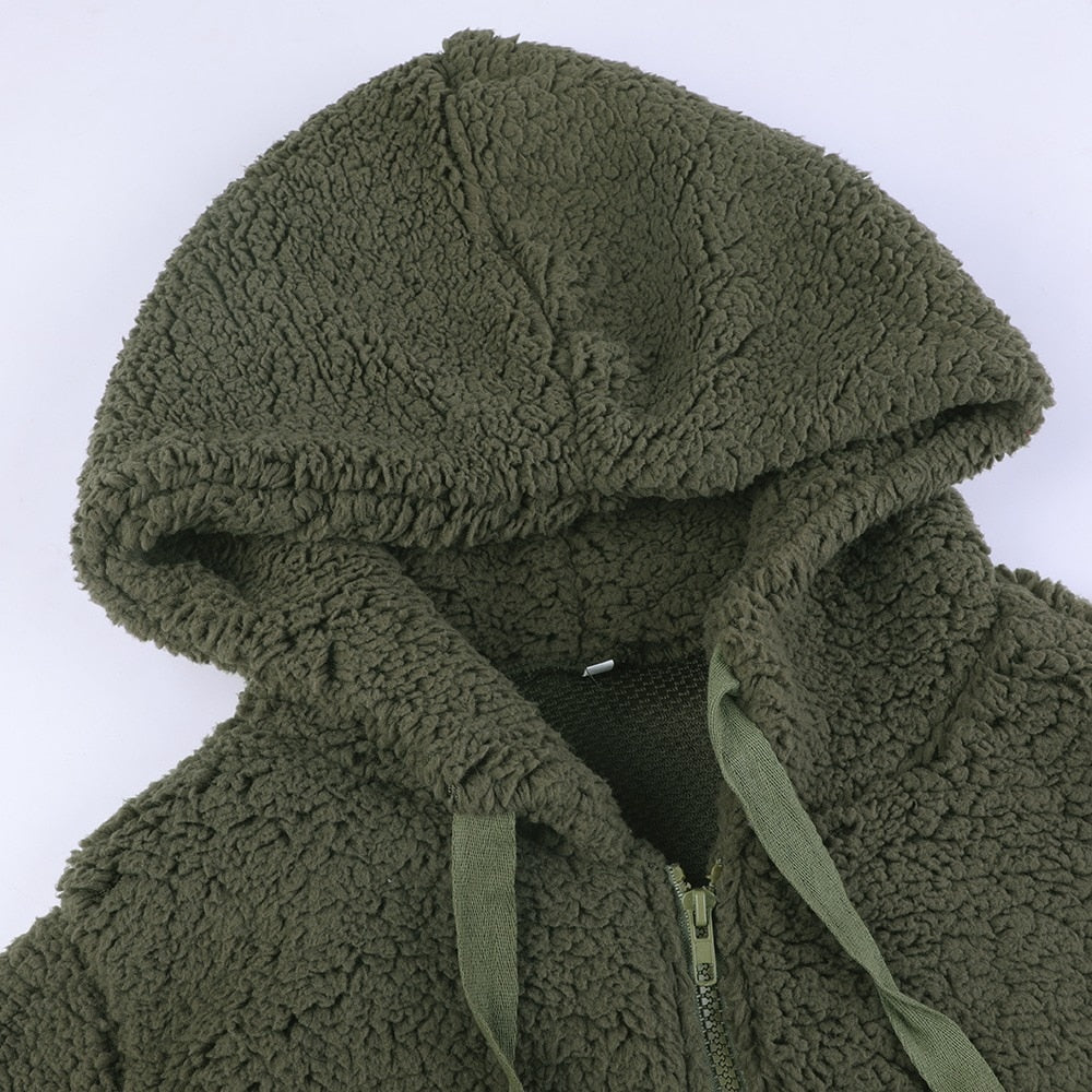 Ellen | Women's Hooded Open Front Teddy Jacket