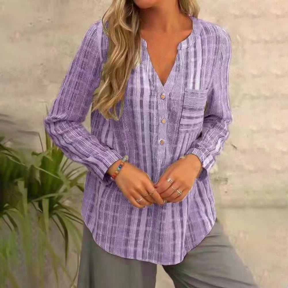 Talia® | Casual Loose Long Sleeve V Neck Blouse