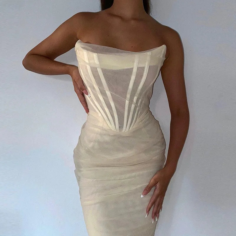 Irene® | Figure-Hugging Evening Dress With Corset Detail And Strapless Design