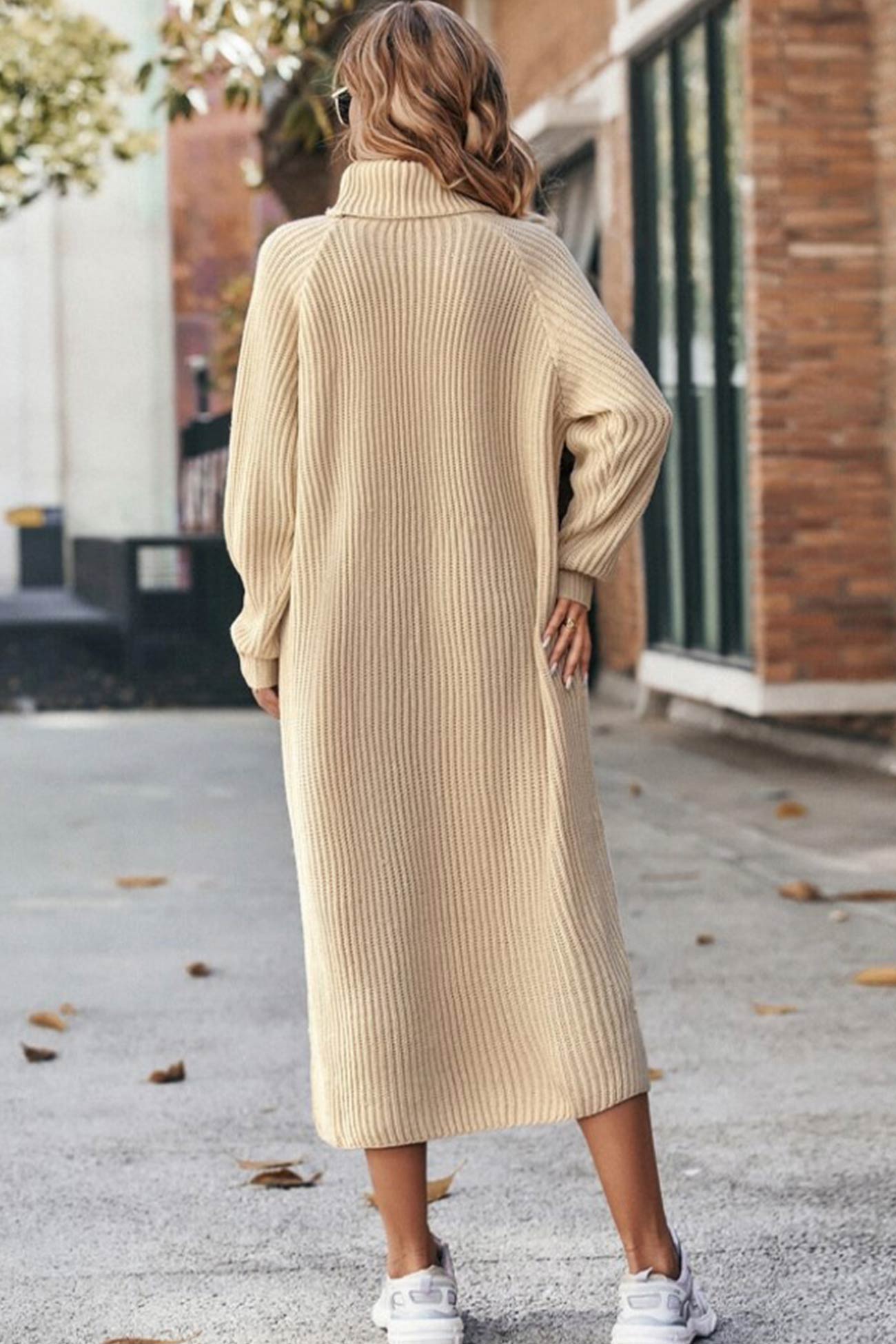 Eva | High-neck rib-knit sweater dress
