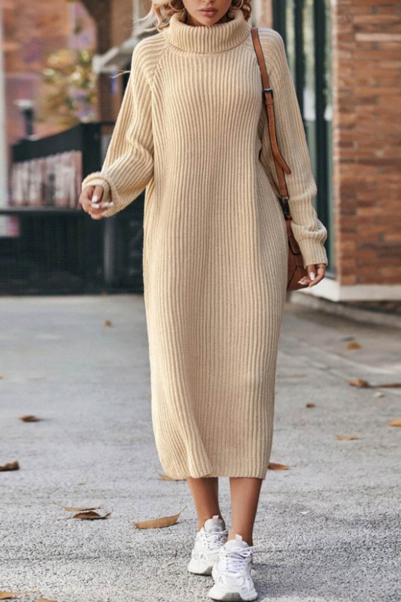 Eva | High-neck rib-knit sweater dress