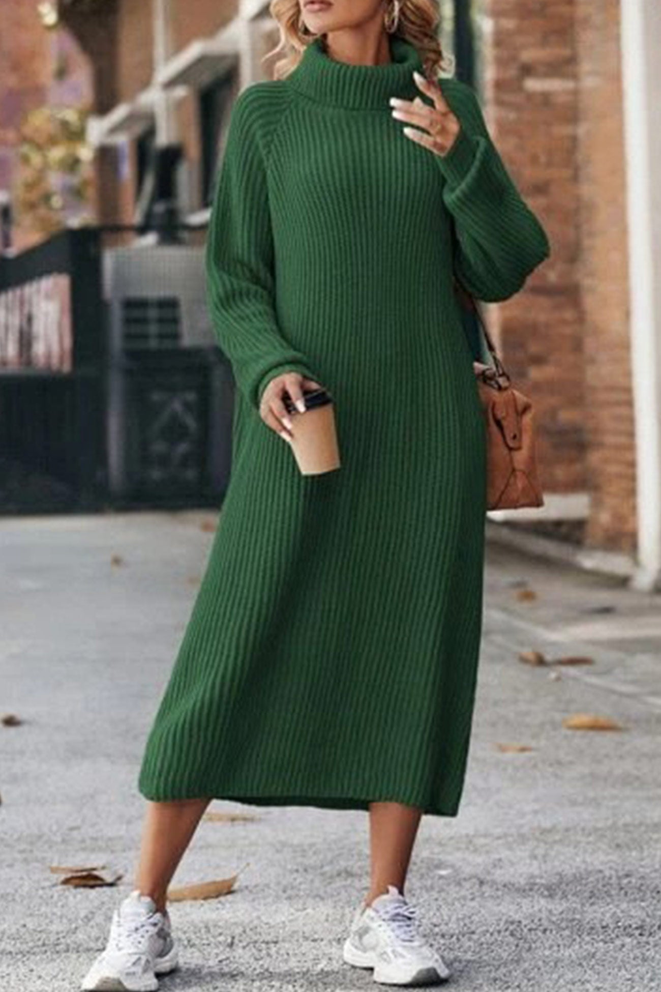 Eva | High-neck rib-knit sweater dress