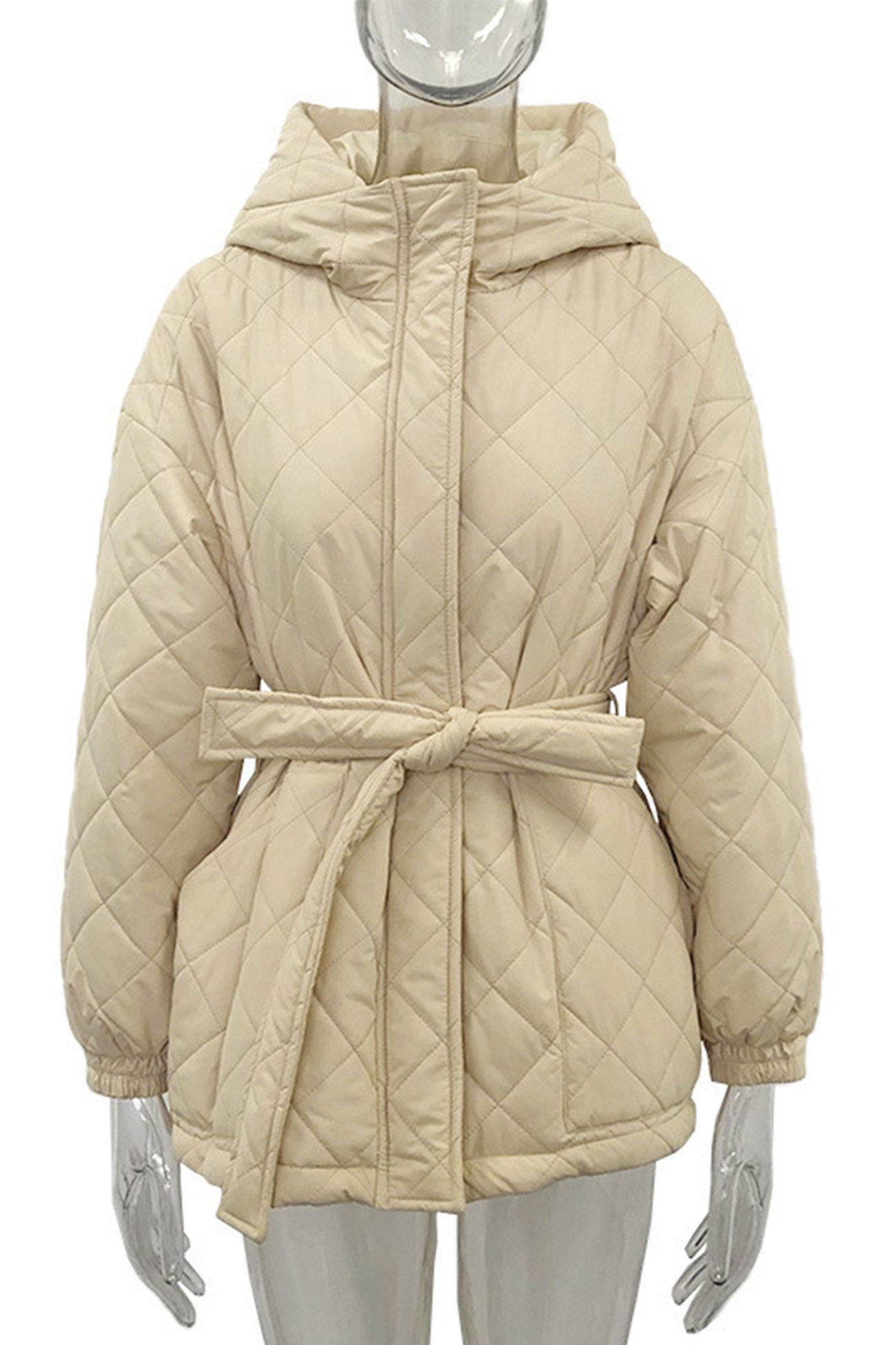 Ramona | Quilted jacket with hood and pocket belt