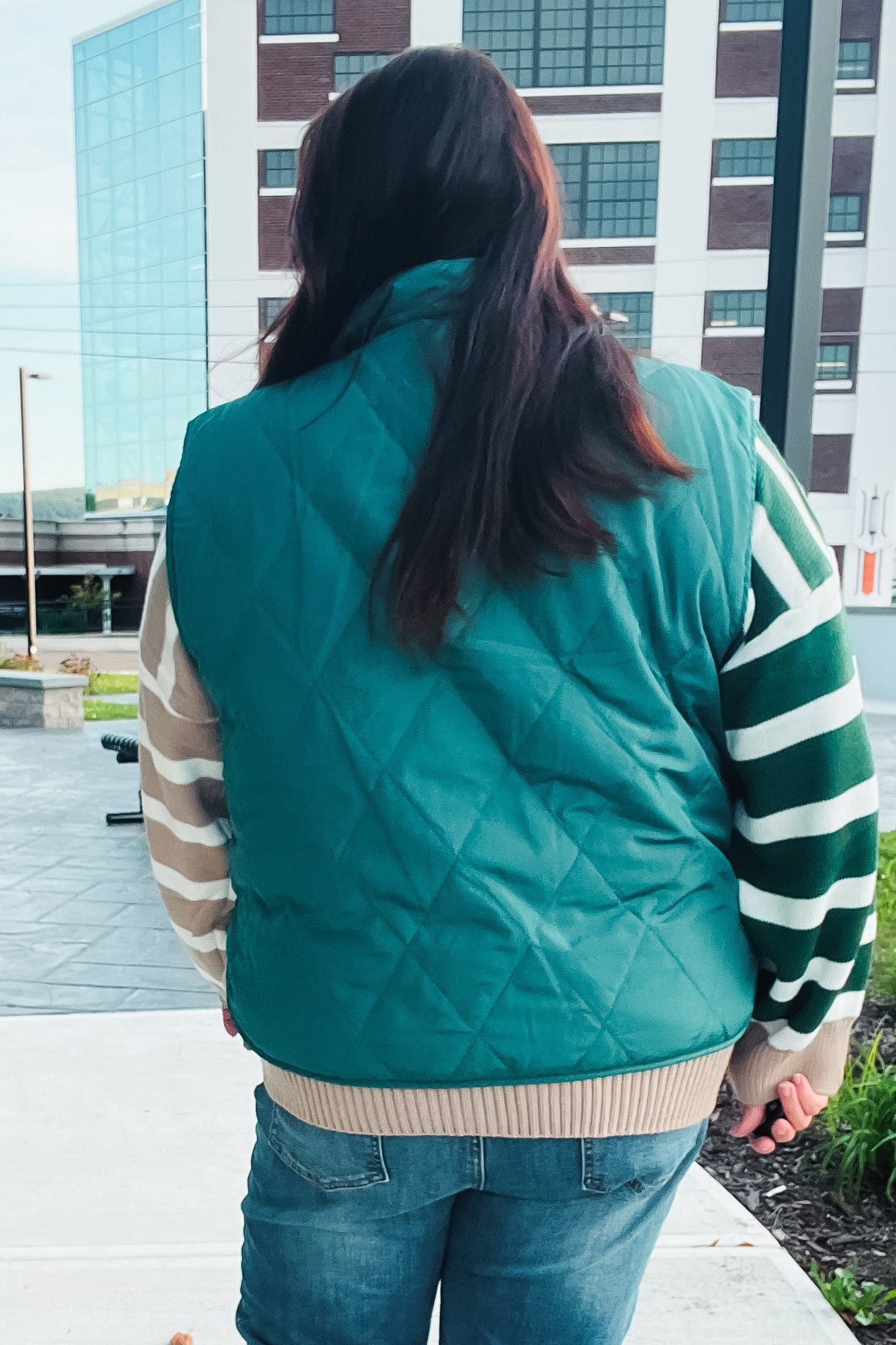 Jeanette | Weekend Ready quilted vest in hunter green with snap fasteners