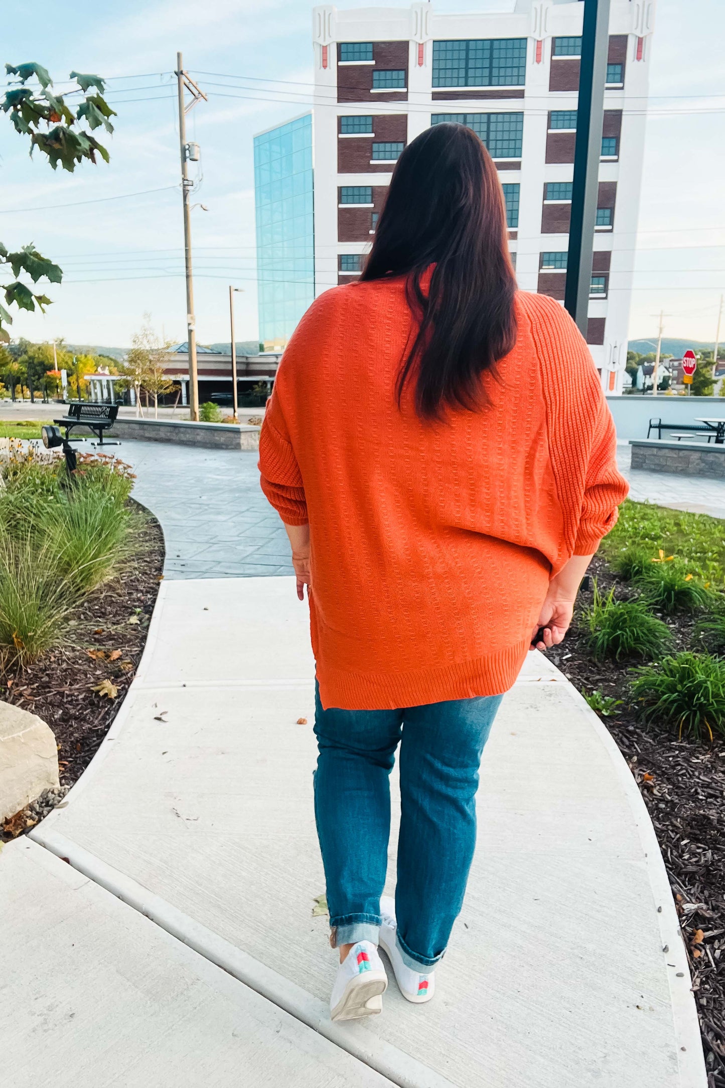 Vanessa | Autumn Vibes Pumpkin Asymmetrical Knit Sweater