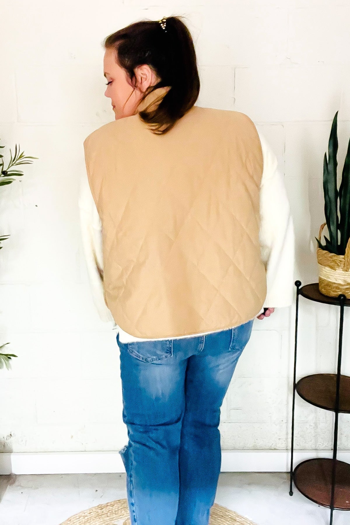 Simona | Fall Vibes Taupe Quilted Corduroy Snap Vest