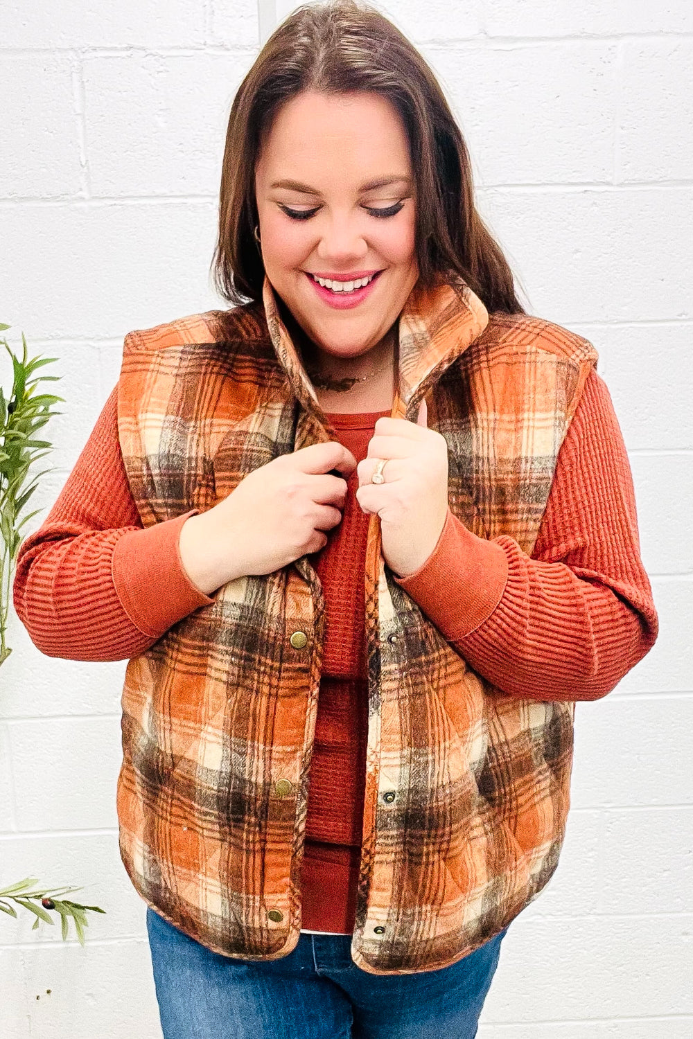 Juana | Assembled quilted snap vest in rust taupe