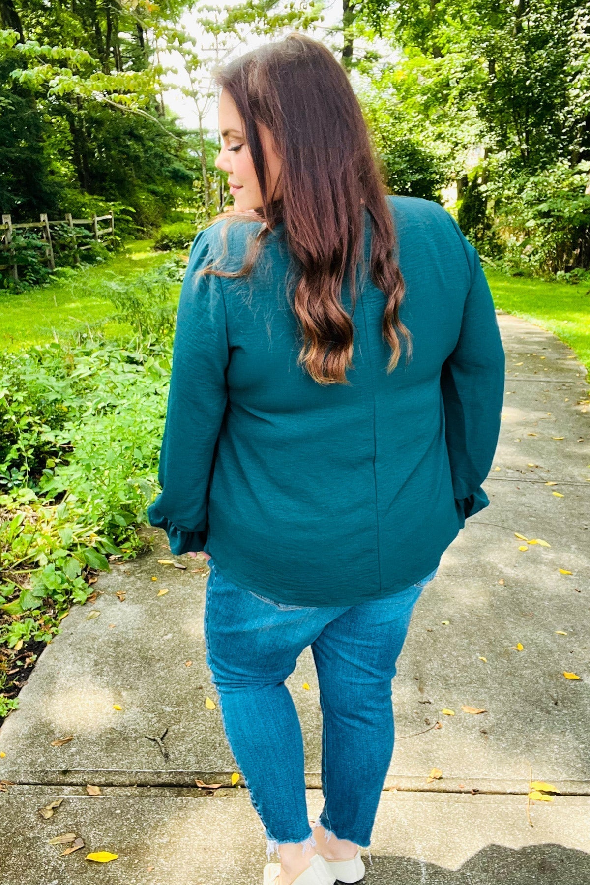 Nadine | Hello beautiful hunter green smocked woven top with bubble sleeves