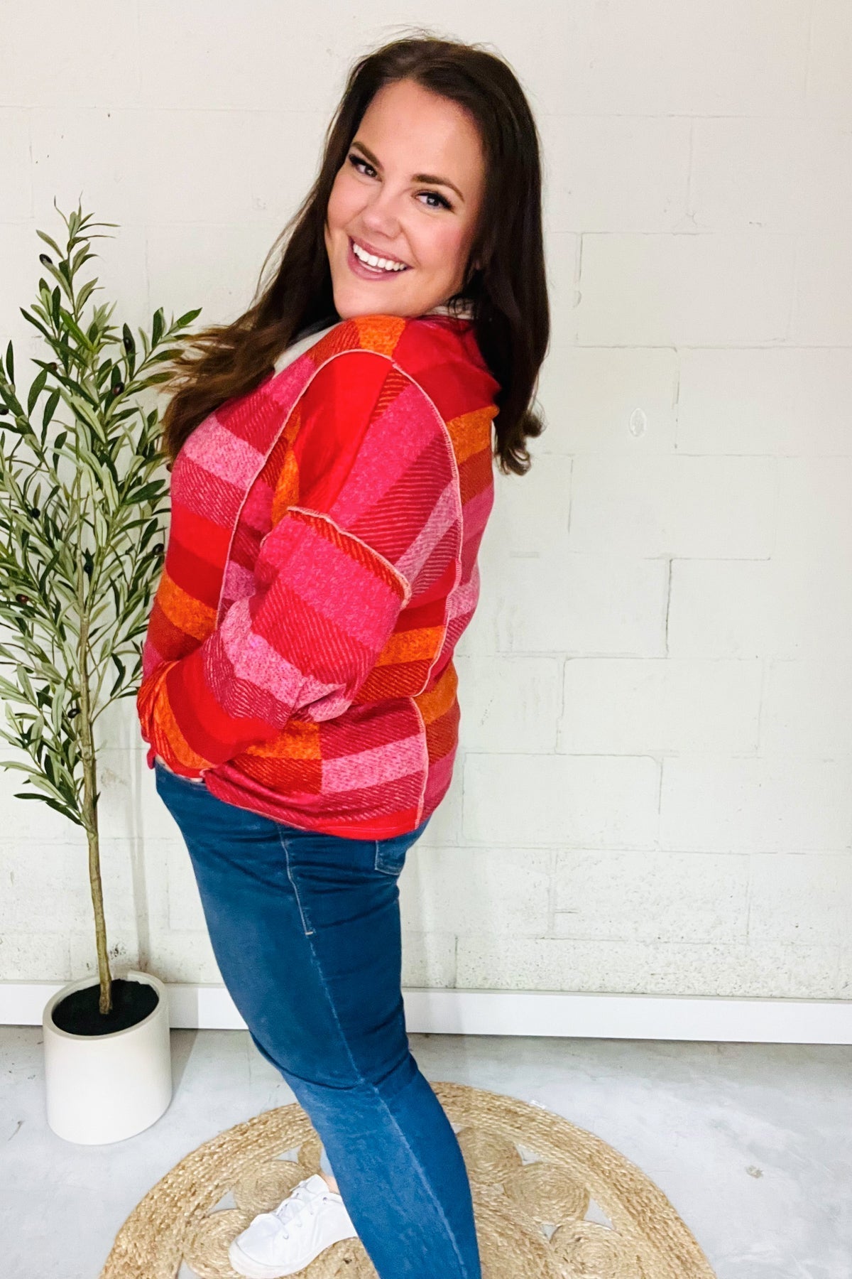 Vittoria | Be Bold Magenta striped button down collar top