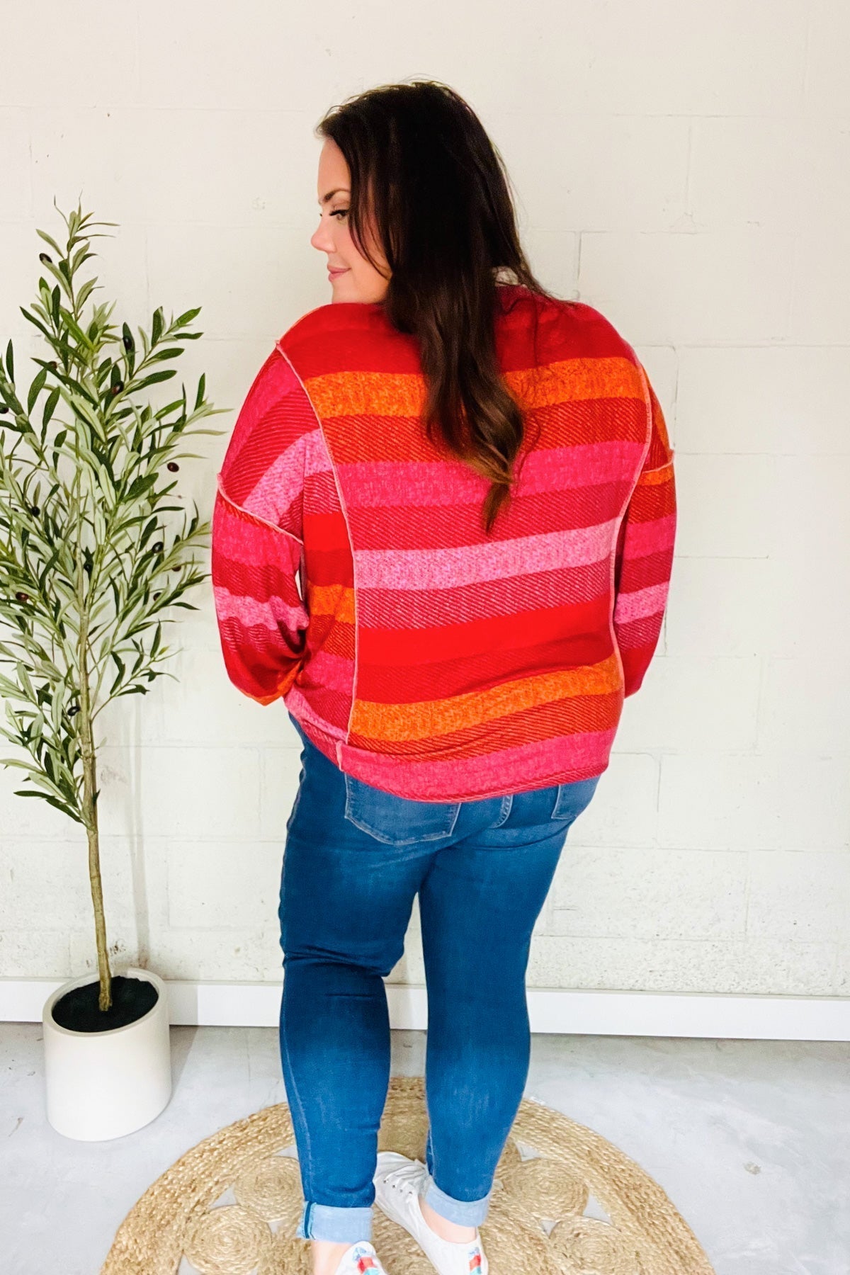 Vittoria | Be Bold Magenta striped button down collar top