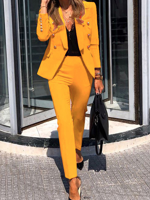 Reina® | Two-Piece Combination Of Double-Breasted Blazer And Elegant Trousers For Women