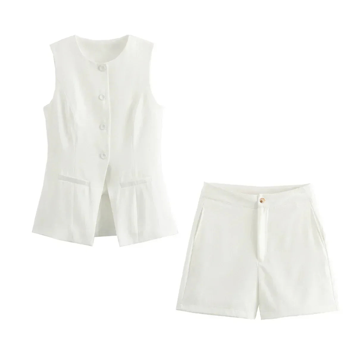 Patricia® | Elegant women's two-piece set vintage short sleeve button placket