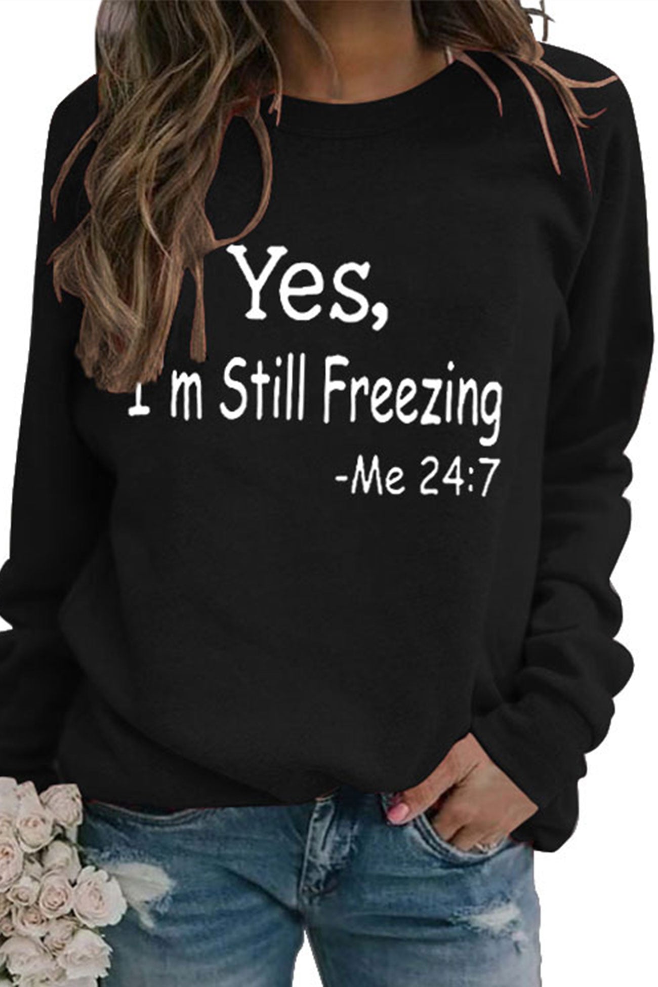 Andrea | I'm Still Freezing printed sweatshirt.