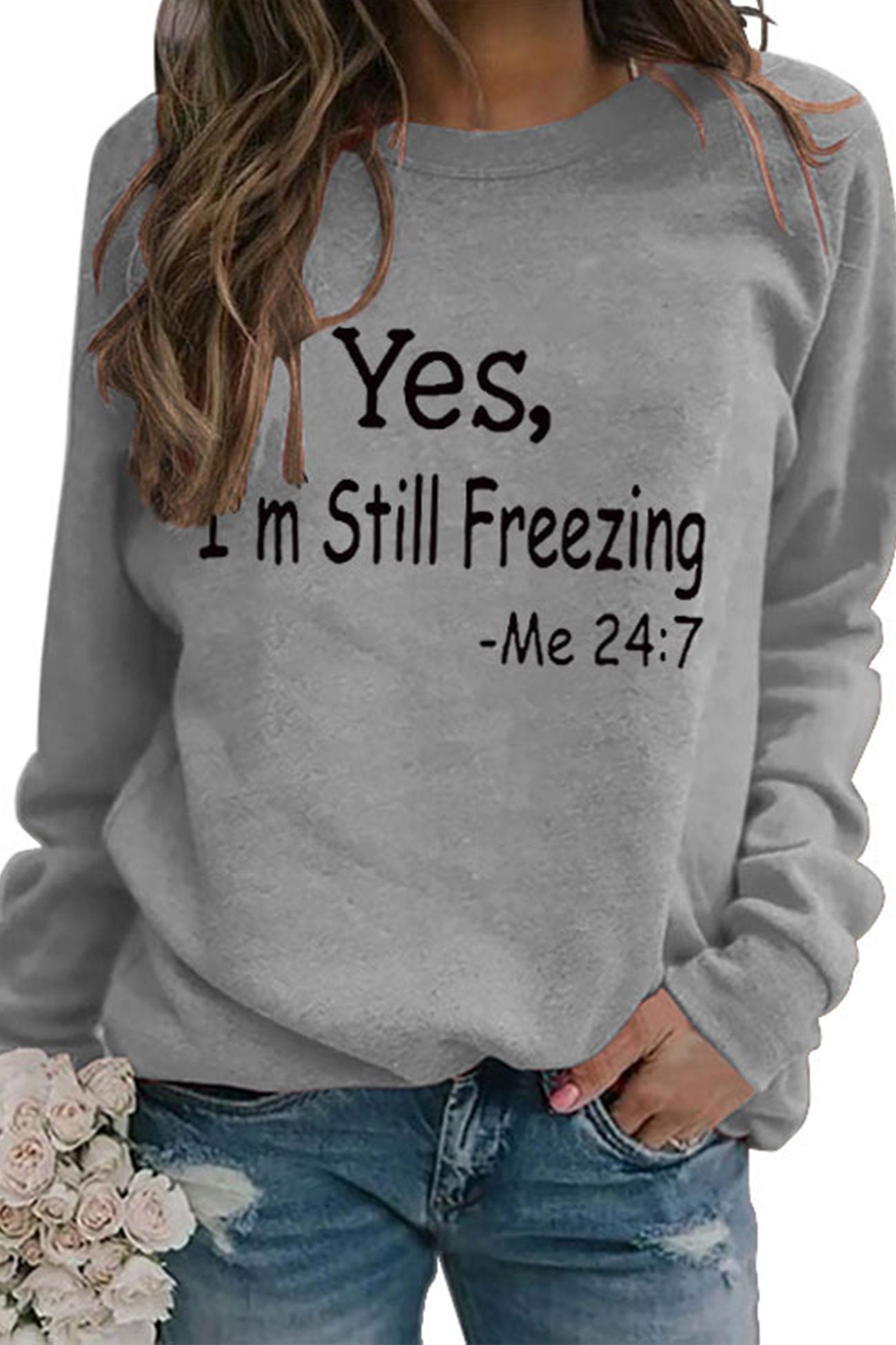 Andrea | I'm Still Freezing printed sweatshirt.