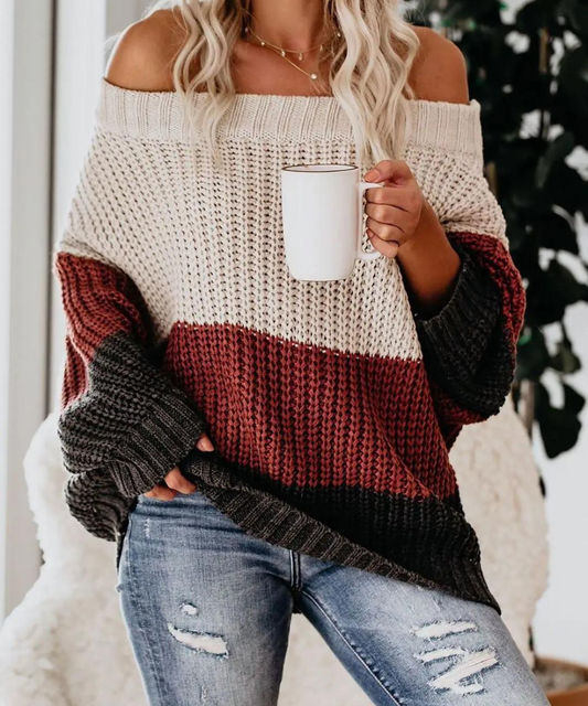 Franca | Vintage color block print sweater
