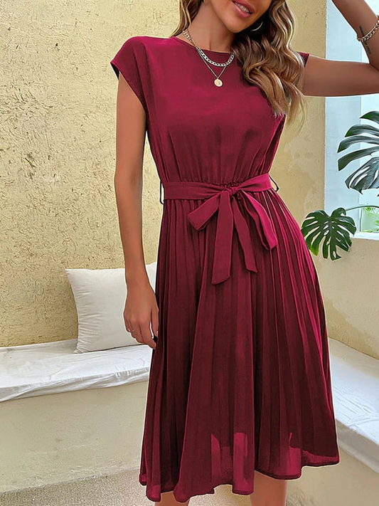 Fiona® | Chic Short-Sleeved Dress With Tie Belt