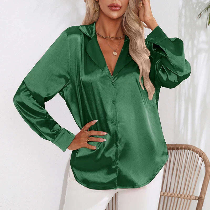 Herminia® | Chemise boutonnée in satin for women