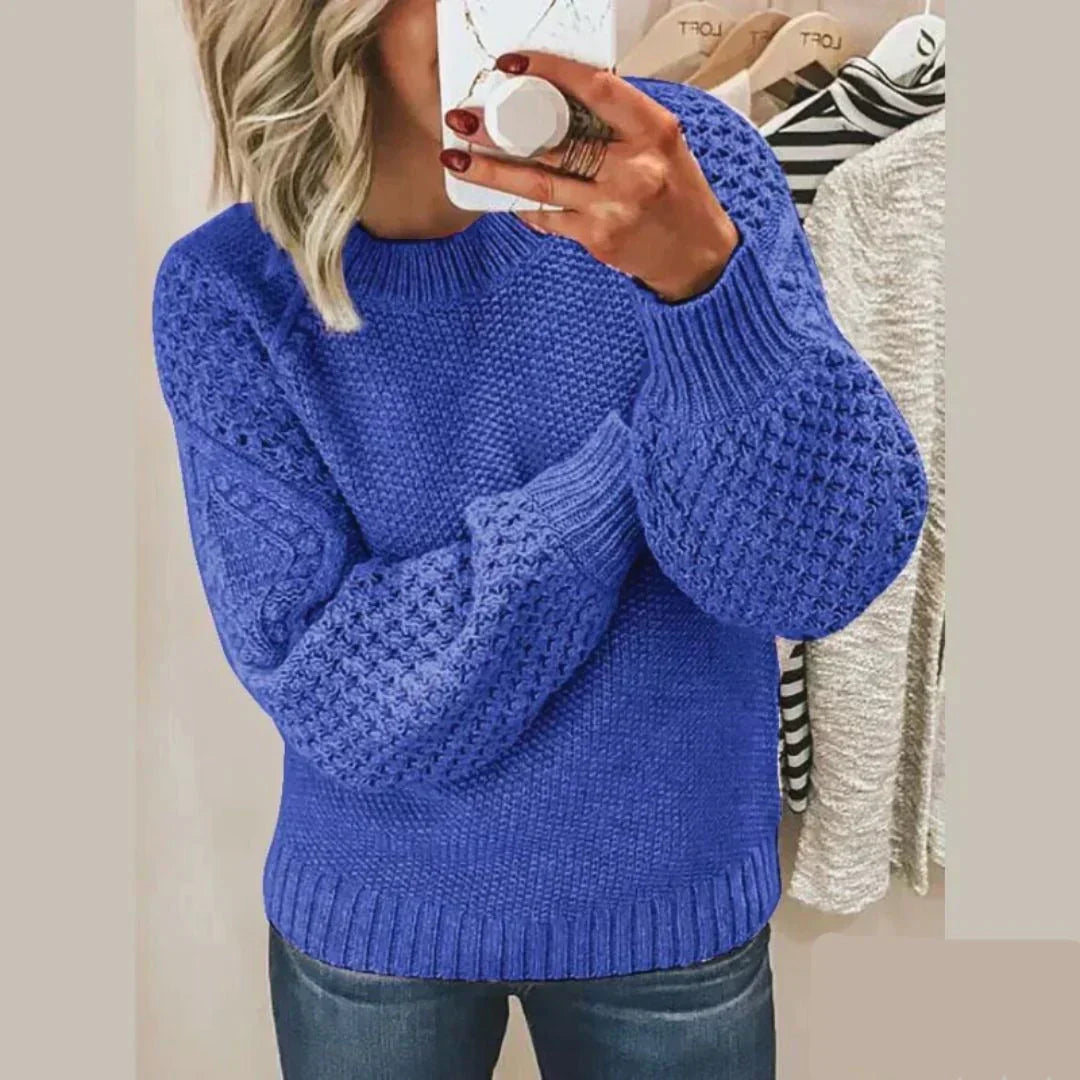 Deborah | Structured classic sweater with puff sleeves