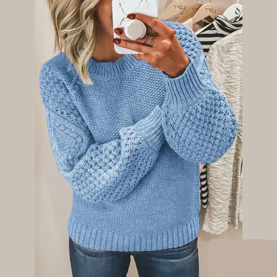 Deborah | Structured classic sweater with puff sleeves