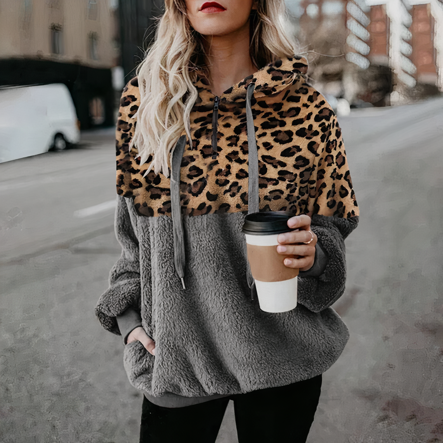 Erica® | Leopart printed plush hoodie