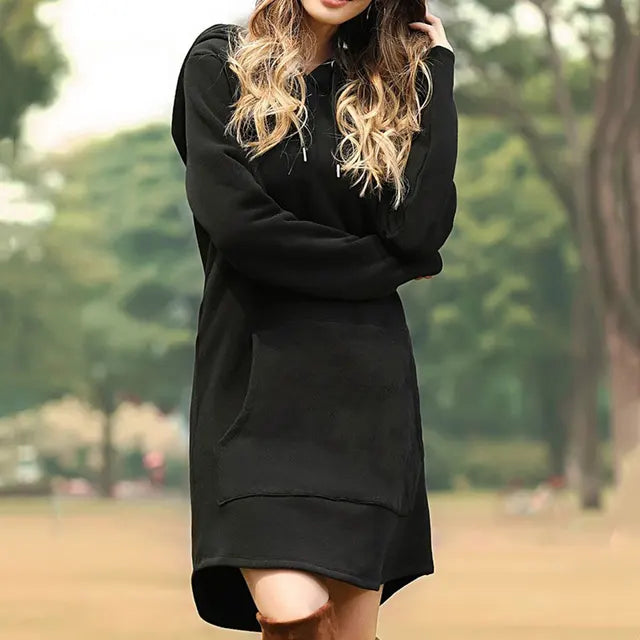 Agustina | Long women's sweatshirt with hood and large front pocket