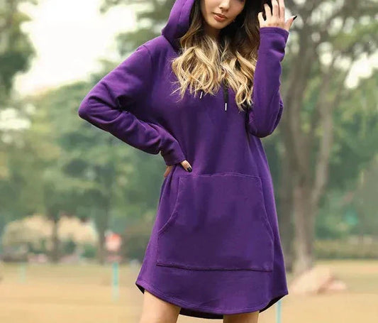 Agustina | Long women's sweatshirt with hood and large front pocket