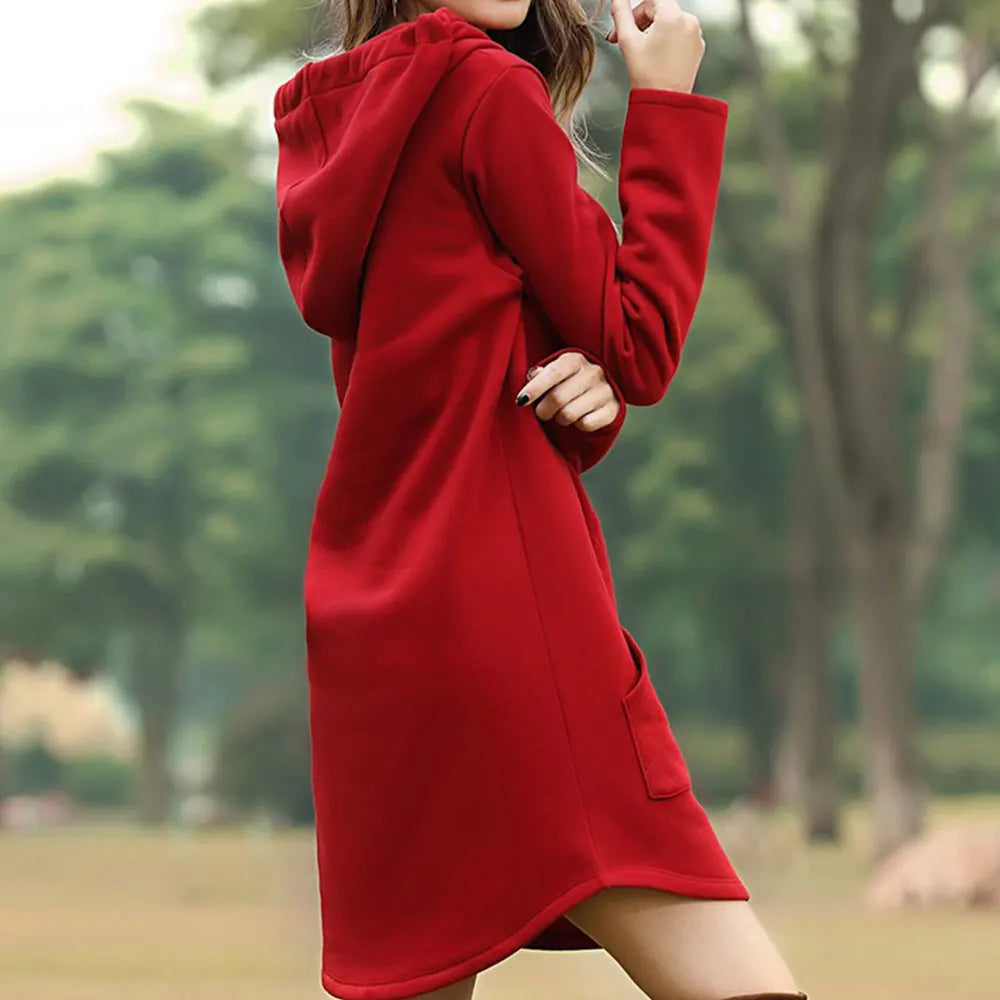 Agustina | Long women's sweatshirt with hood and large front pocket
