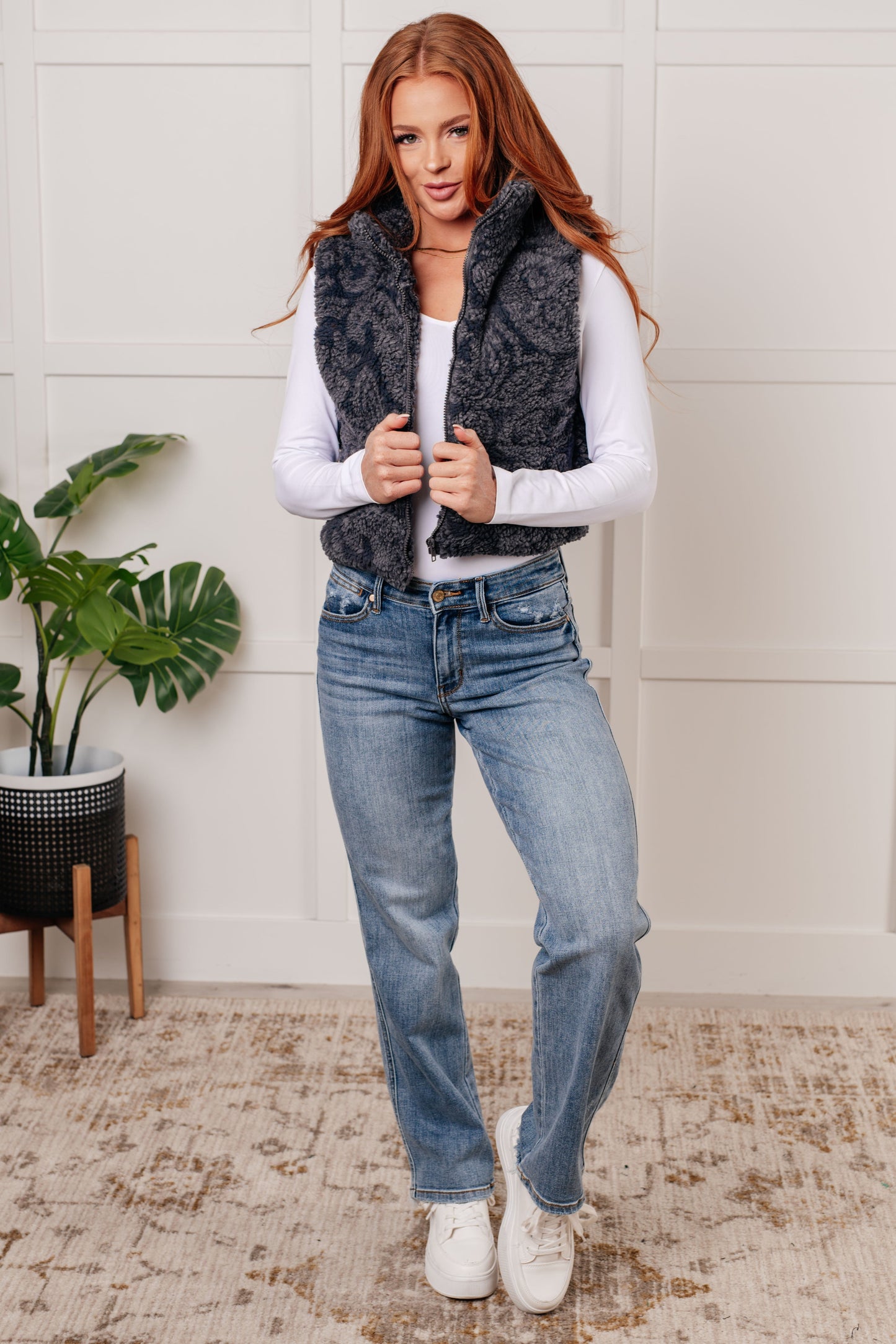 Elena | Just another layer of paisley sherpa print vest