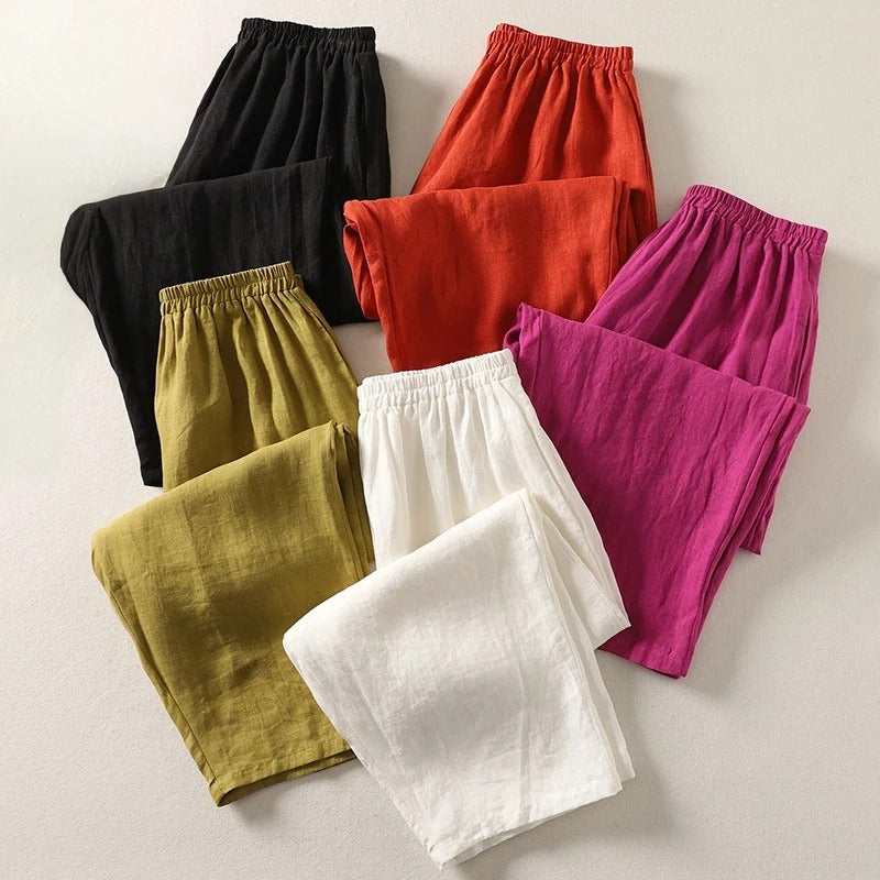 Elena® | Airy linen women's summer trousers